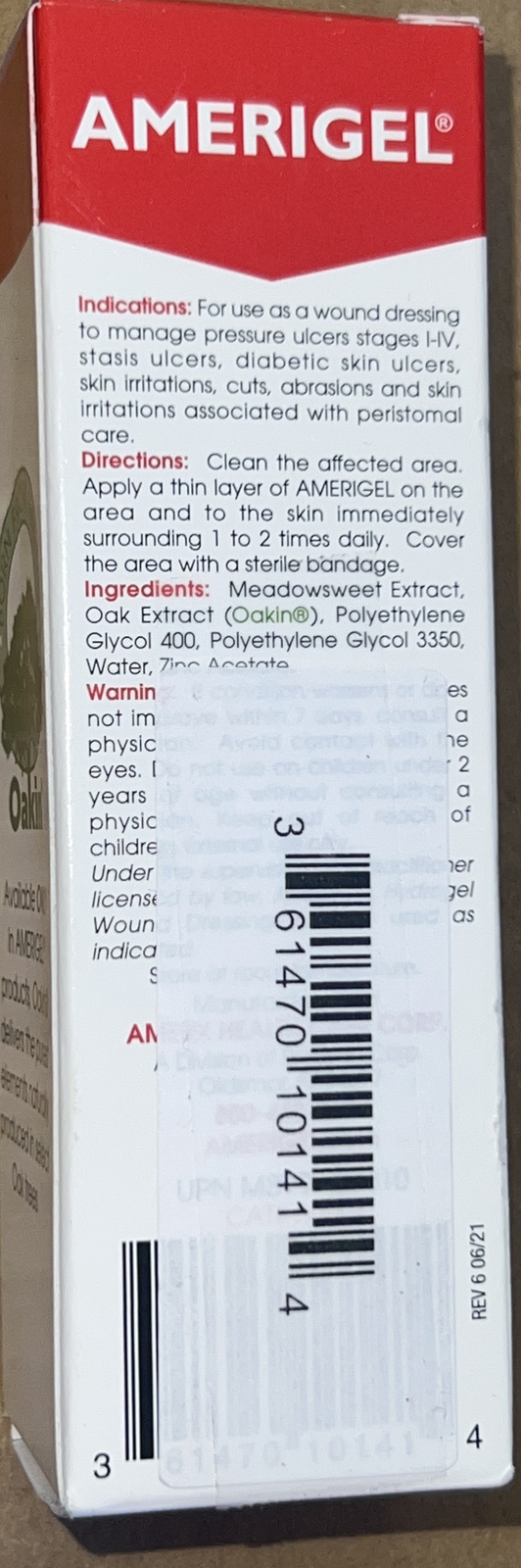 Oakin Amerigel Hydrogel Wound Dressing Advanced Formula 1 oz / 28 g