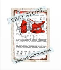 advertising living room wall art 1940 Columbian Vises woodworking metal tin sign