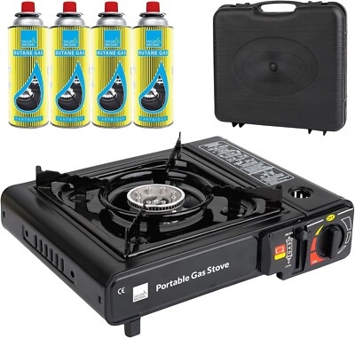 Tragbarer Camping Butan Gaskocher Einzelbrenner BBQ Outdoor Kocher in Tragetasche