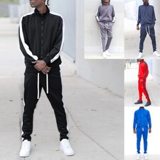 Men's Sports Track Pants Jacket Essential Side Stripe Track Suit Set St868