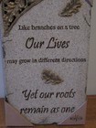 NIB, Family Roots stone-look wall plaque home decor, wedding, graduation, moving — photo 1