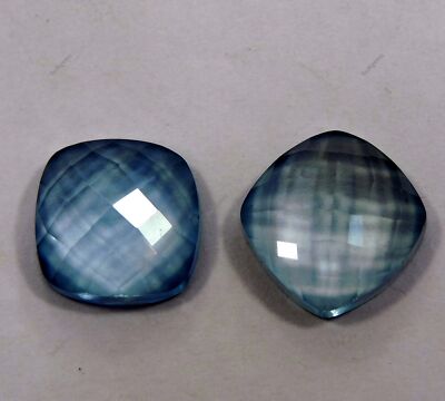 Extremely 18 Ct Natural Certified Aquamarine Square Carving Loose Gemstone Pair