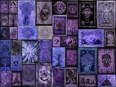 Indian Mandala Tapestry Purple Color Homemade Wall Hanging Decorative Art Poster
