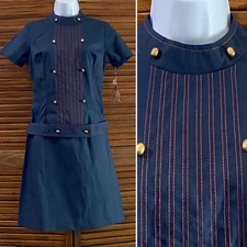 Vintage Liberty Square Navy MOD Dress with Tags Size 7