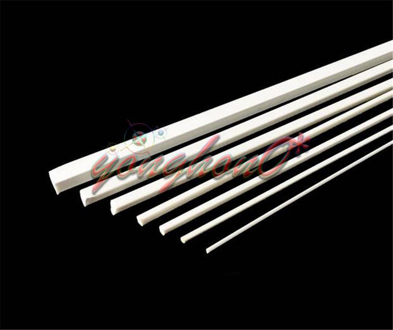 2 PCs Width 0.5 to 5mm *250mm White ABS Styrene Plastic Square Bar Rods
