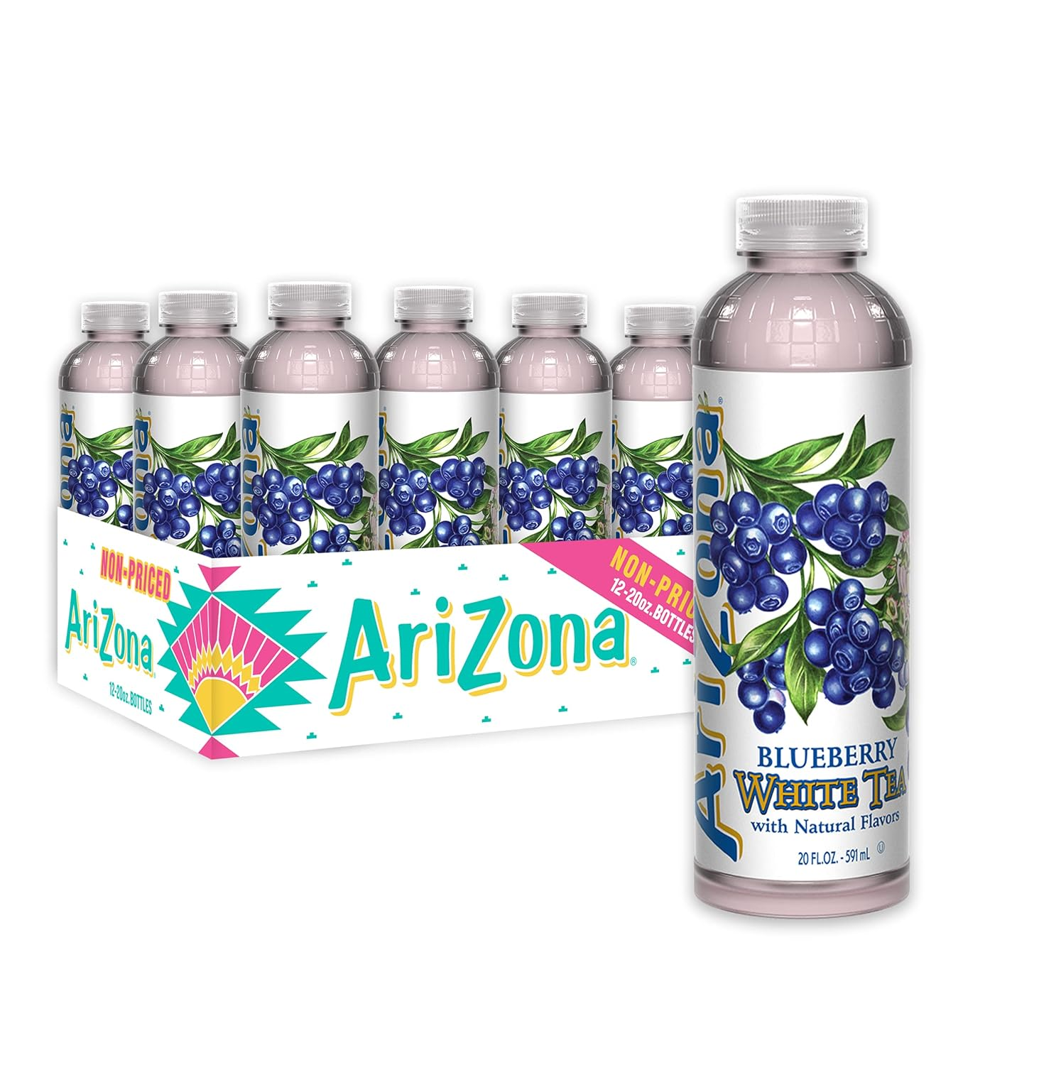 AriZona Blueberry White Tea Premium Brewed Iced Tea, 20 Fl Oz Pack of