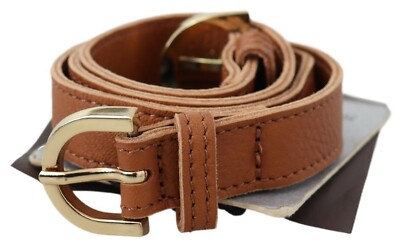 Scervino Calle Cinturón Marrón Claro Cuero Oro Hebilla Doble Cintura S. 65 CM/2
