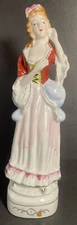 Baroque Rococo Lady Ceramic Porcelain Figurine Panniers Corset Gown Ringlets 10”