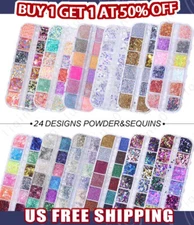 Colorful Fashion Nail Glitter Powder Sequins Laser Foils Flakes Nail Art Decors