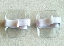 2x Badge ID Clear Vertical Arm Band Holder. White Strap, Hook  Loop Adjustable