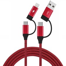 For iPhone 11 12 13 PRO MAX XS SE - 4-IN-1 USB-C CABLE FAST CHARGER POWER CORD