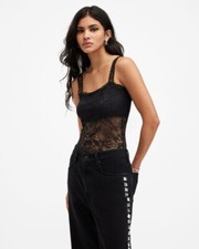 Image of All Saints Charlie Lace Bodysuit Womens Ladies Designer Square Neck Thong Sheer