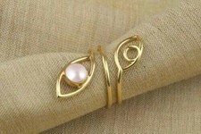 18k Gold Plated Evil Eye Adjustable Ring With Pearl Protective Ring Gift Jewelry