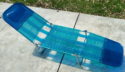 Aluminum Pool Tube Tri-fold Lounge/Lawn Chair Blue Aqua Swimming Pool Pillow