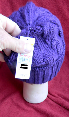 MICHAEL KORS Purple Cable Knit Cuff Beanie Winter Hat One  display picture 2