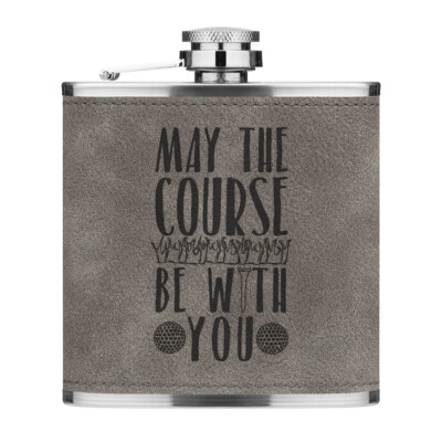 May The Course Be With You 6 Unzen PU Leder Flachmann grau lustig Golf Papa