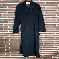 Vintage Searle Pea Coat Black Long Sleeve Button Pockets Wool Casual Womens 12