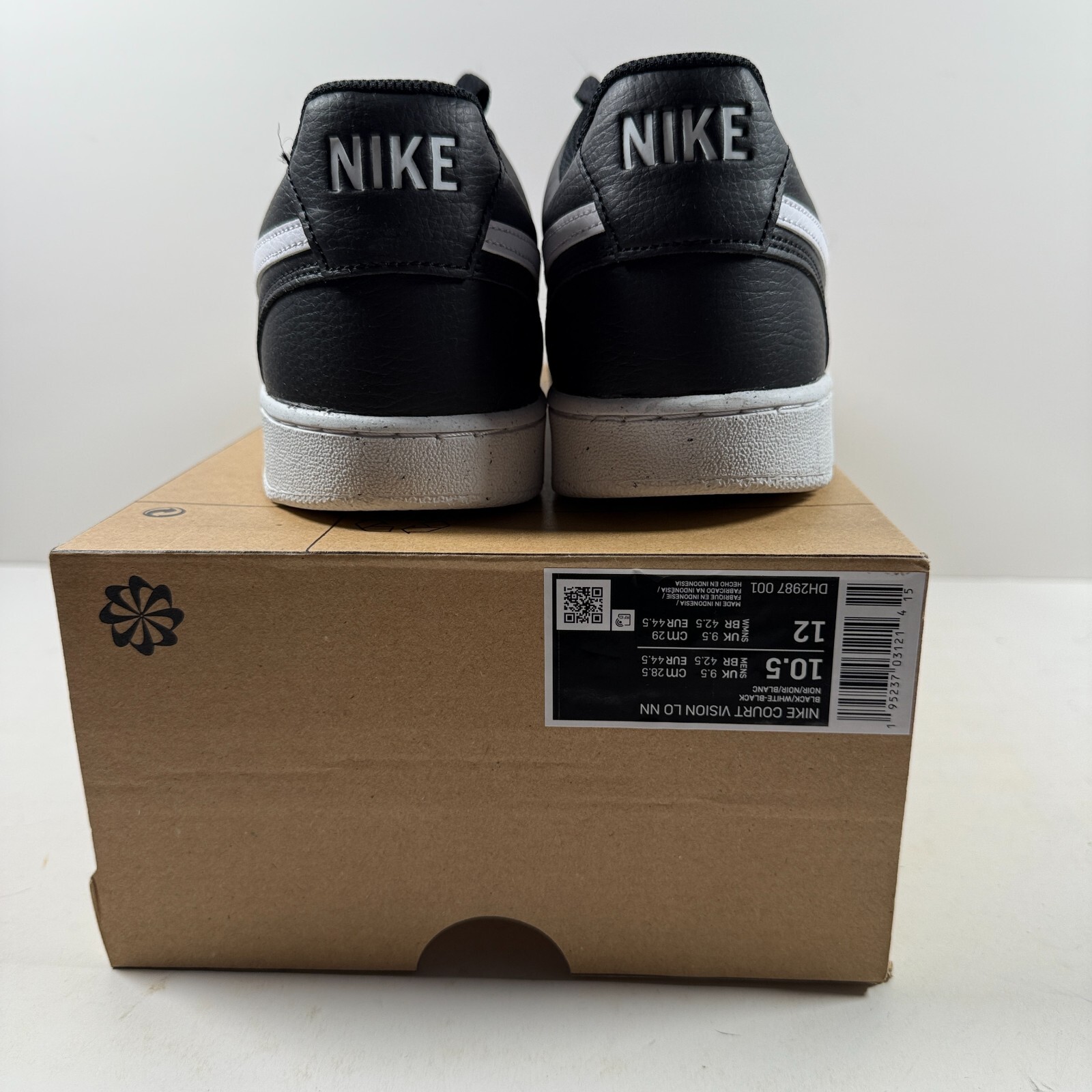 SAOLA Scarpe Nike Court Vision Lo NN Uomo Taglia 10.5 Nero Bianco DH2987 001 SENZA COPERCHIO