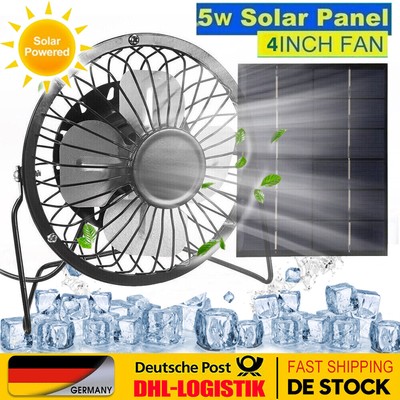 USB Ventilator Mini Tischventilator mit Solar Panel Leise Laptop Camping Fan 5 W