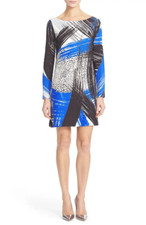 NWT Milly 'Brushstroke' Shift Dress 6 Blue 550