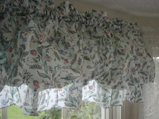 pfaltzgraff April Ruffled Balloon Valance 1.25 rod Cotton Blend, Floral, Kitchen