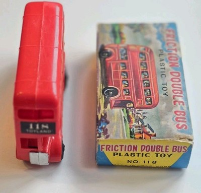 Hong Kong Plastic Toyland 118 ROUTEMASTER DOUBLE DECKER BUS REIBUNGS Mint Boxed 
