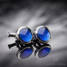 Montblanc Mens Accessories Le Petit Prince Cufflinks Steel Glass Blue 118594