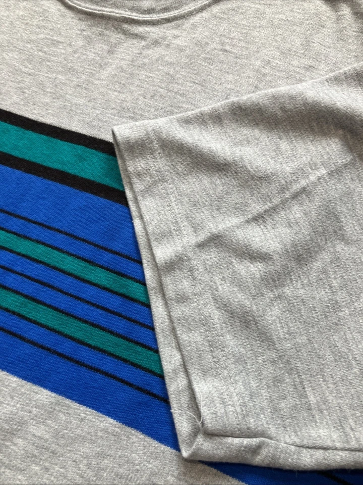 Camisa De Colección Años 90 Marca Y2K Rush Patinador Skateboarding Rayas Acrílico Gris L EE. UU. Foto 4 de 4