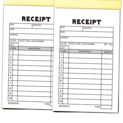 2-Pack Receipt Pad, Sales Receipt Form, Order Book, Invoice Booklet for Small.