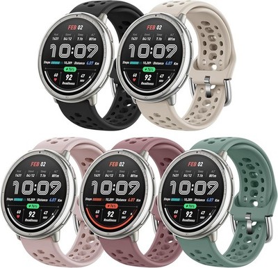 5 Pack Silicone Sport Watch Bands Compatible with Amazfit Active 2/1/Active 2 Sq