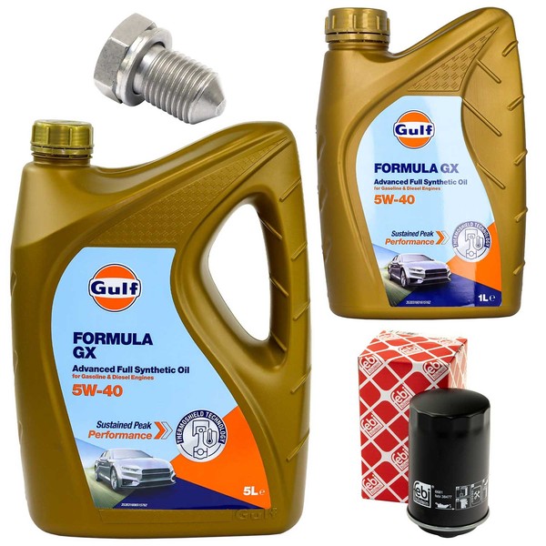 MotoröL Filter Set Gulf Formula GX 5W-40 6 Liter + Schraube FüR VW Transporter-image