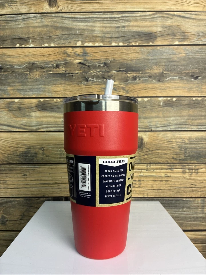 YETI Rambler 26 oz Stainless Steel, Rescue Red, BPA Free Straw Cup, NEW