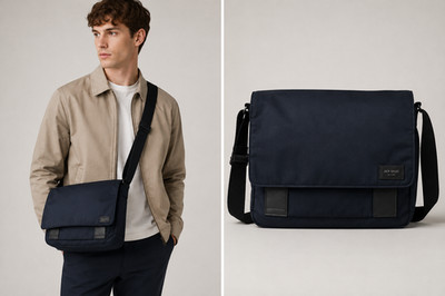 Jack Spade New York Navy Nylon Messenger Bag Crossbody Laptop Travel Work 