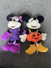 Disney Store Halloween Mickey Minnie Mouse Werewolf Pumpkin Cosplay Soft Plush 