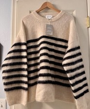 NWT H M Edition Premium Selection Mohair Sweater Black Stripe XL Super Soft