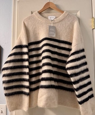 NWT H&M Edition Premium Selection Mohair Sweater Black Stripe XL Super Soft