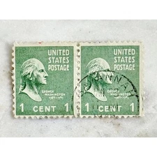1938 George Washington 1 Cent US Postage Stamps (E)