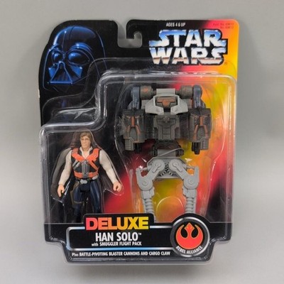 Vintage Kenner Star Wars Deluxe Han Solo Figure Toy 1996 Smuggler Flight Pack