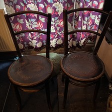 Bentwood Chairs With Pattern Set Of 2