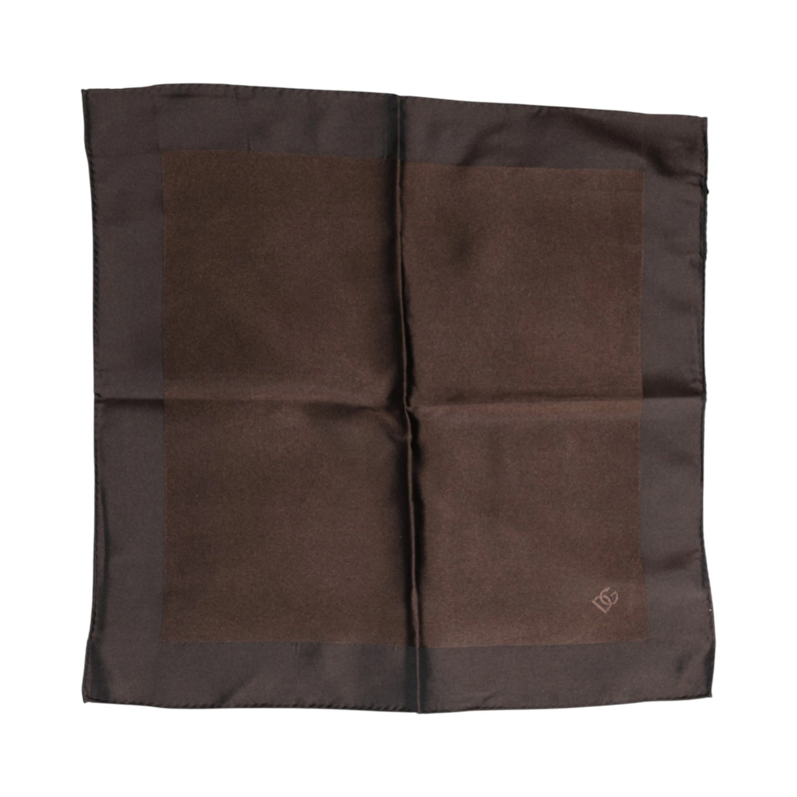 DOLCE & GABBANA Scarf Brown Logo Silk Square Handkerchief 34.5cm x 33cm 190usd