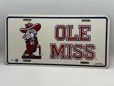 Vintage Ole Miss Rebels License Plate Tag University of Mississippi Col Reb Logo