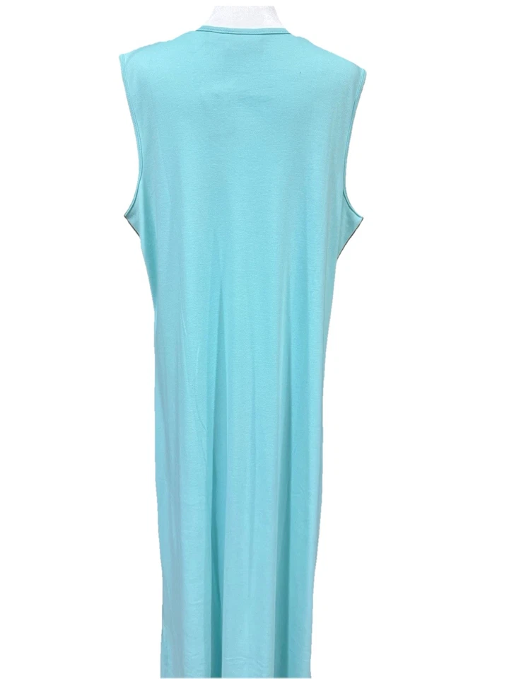 Quacker Factory Aqua Turquoise Maxi Dress Sleeveless Sequin Fish Large - image 4 of 4