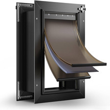 3-Flap Dog Door, All Aluminum Alloy Large Doggy Door Doggie Door for Wall, Heavy