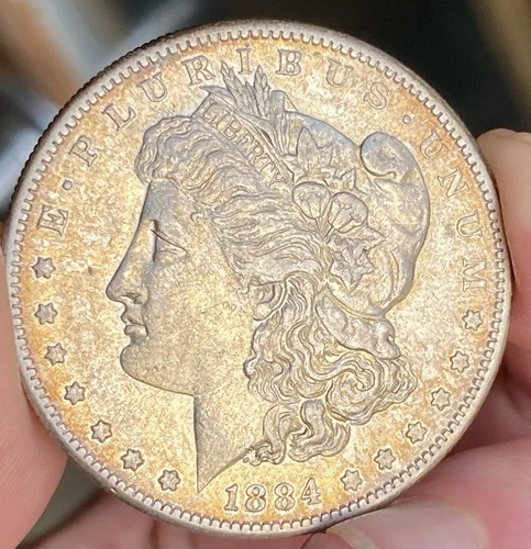 1884-S  $1 Morgan Silver Dollar Looks AU! Better Date! Nice Eye Appeal**TONED**