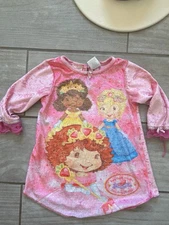 Vintage Strawberry Shortcake Velour 4T Girls Night Gown Flawed 