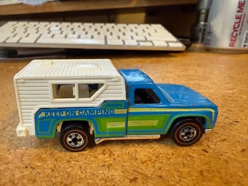 Original 1974 Hot Wheels Redline Keep On Camping Pickup Truck Camper Mattel 1/64