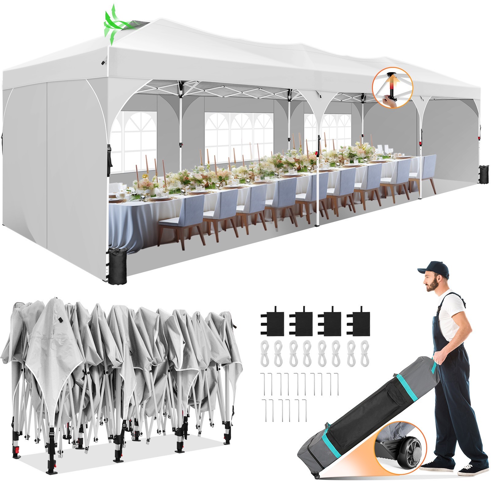 Tent With Patented Center-lock, Easy Setup Party Tent