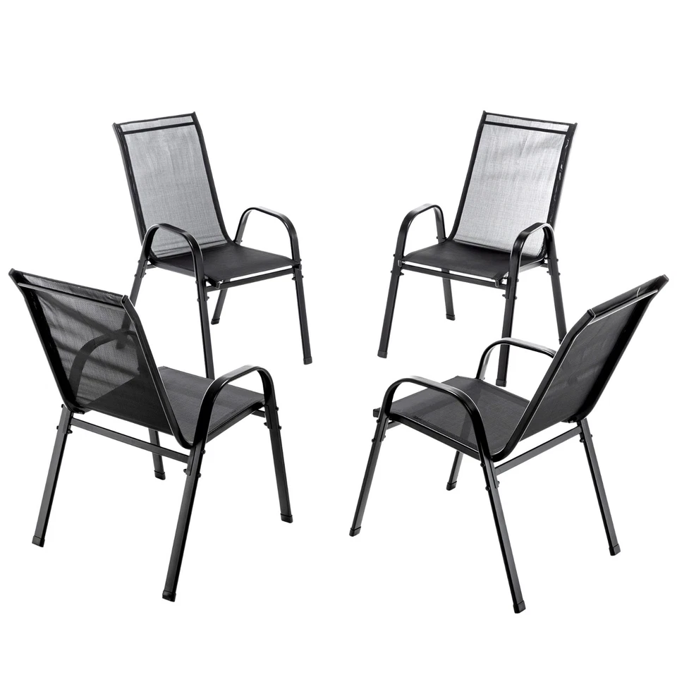 4er Gartenstuhl Set Stapelstuhl Gartenstühle Stühle Outdoor Garten Balkonstühle - Bild 3 von 4