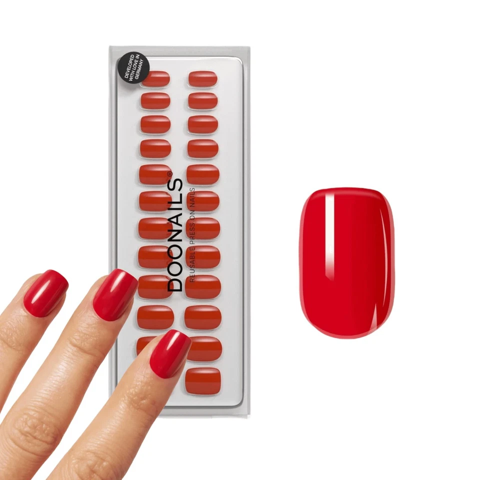Doonails Kunstnägel Set 30er Rose Red Square Form Salonqualität Full Cover