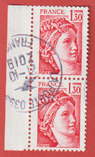 France 1979 Sabine 2 Strip Border Piece Stamped